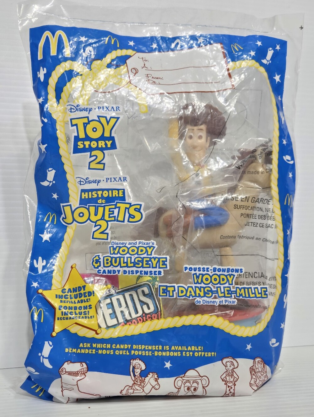 McDonald's Toy Story 2 Woody Candy Dispenser - Yellow, Brown, Blue